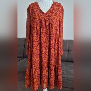 APRICOT Floral Maxi Dress in Burgundy and Orange